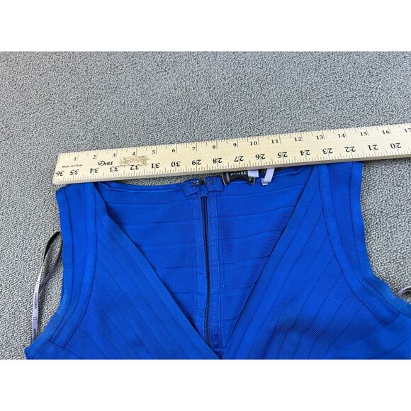 Hervé Léger Women's Medium Blue V Neck Dress Gown - Picture 5 of 16